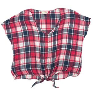 UNIVERSAL THREAD Womens Button & Tie Front Shirt Top‎ Red/White/Blue - XXL